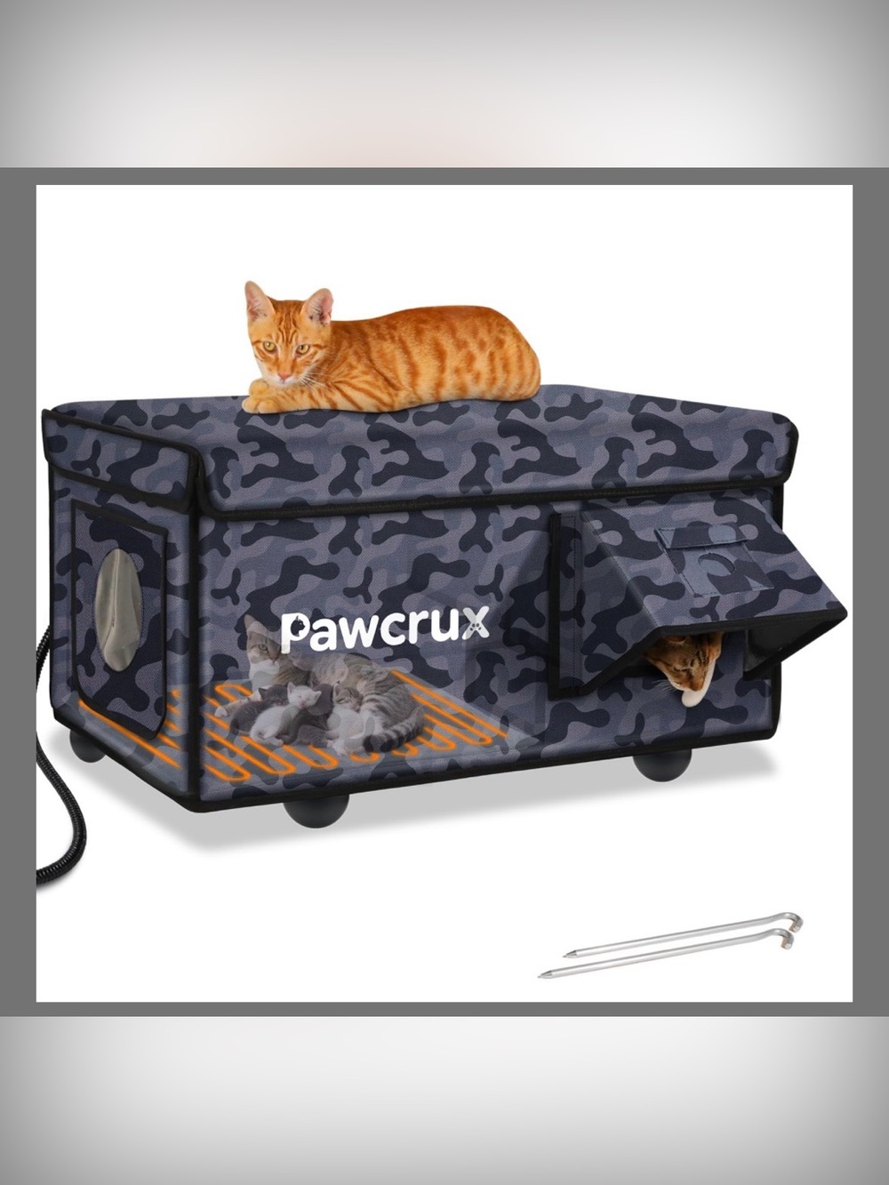 Pawcrux Weatherproof Heated Cat House For Outdoor In Winter
